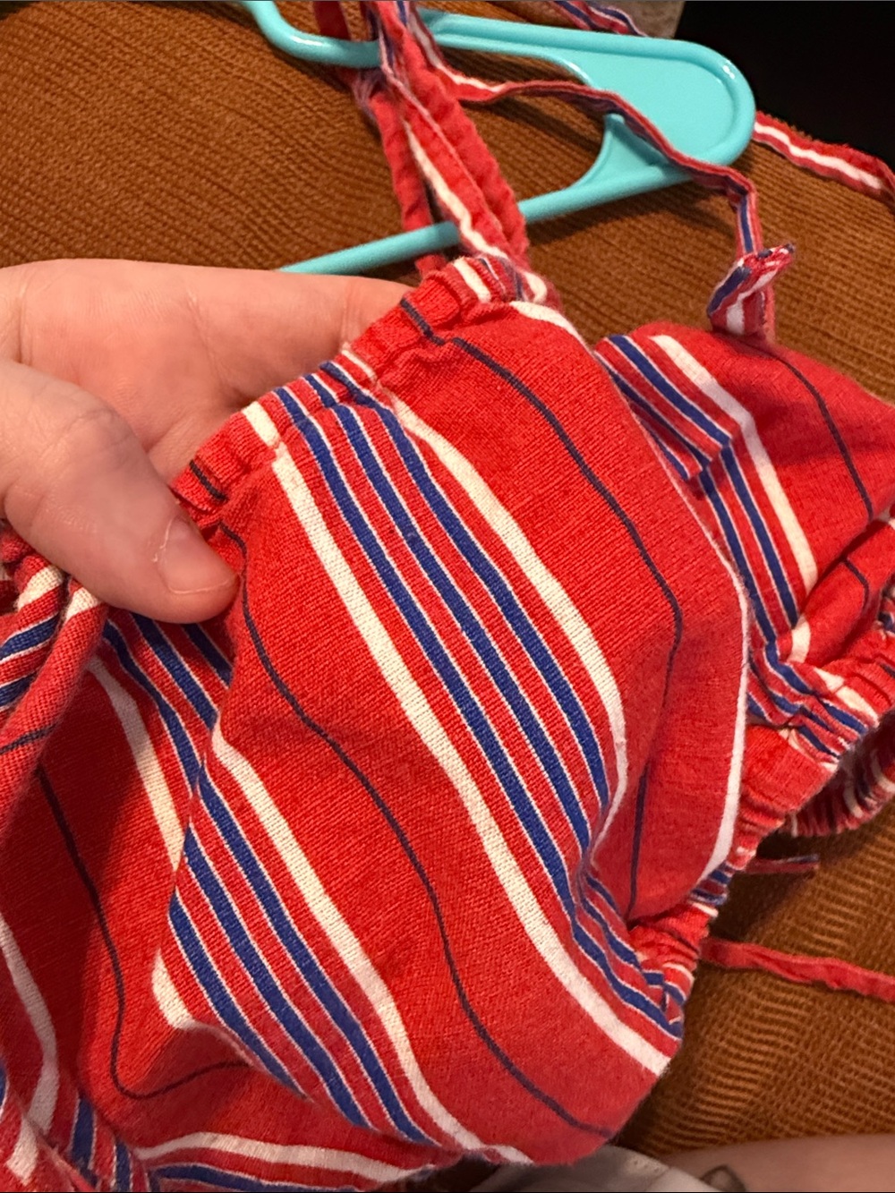 Striped Red Tie-Shoulder Crop Top BLUE and RED version